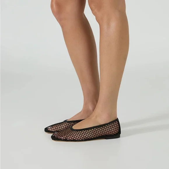 Tony Bianca Black Mesh Ballet flats NIB - Picture 4 of 7